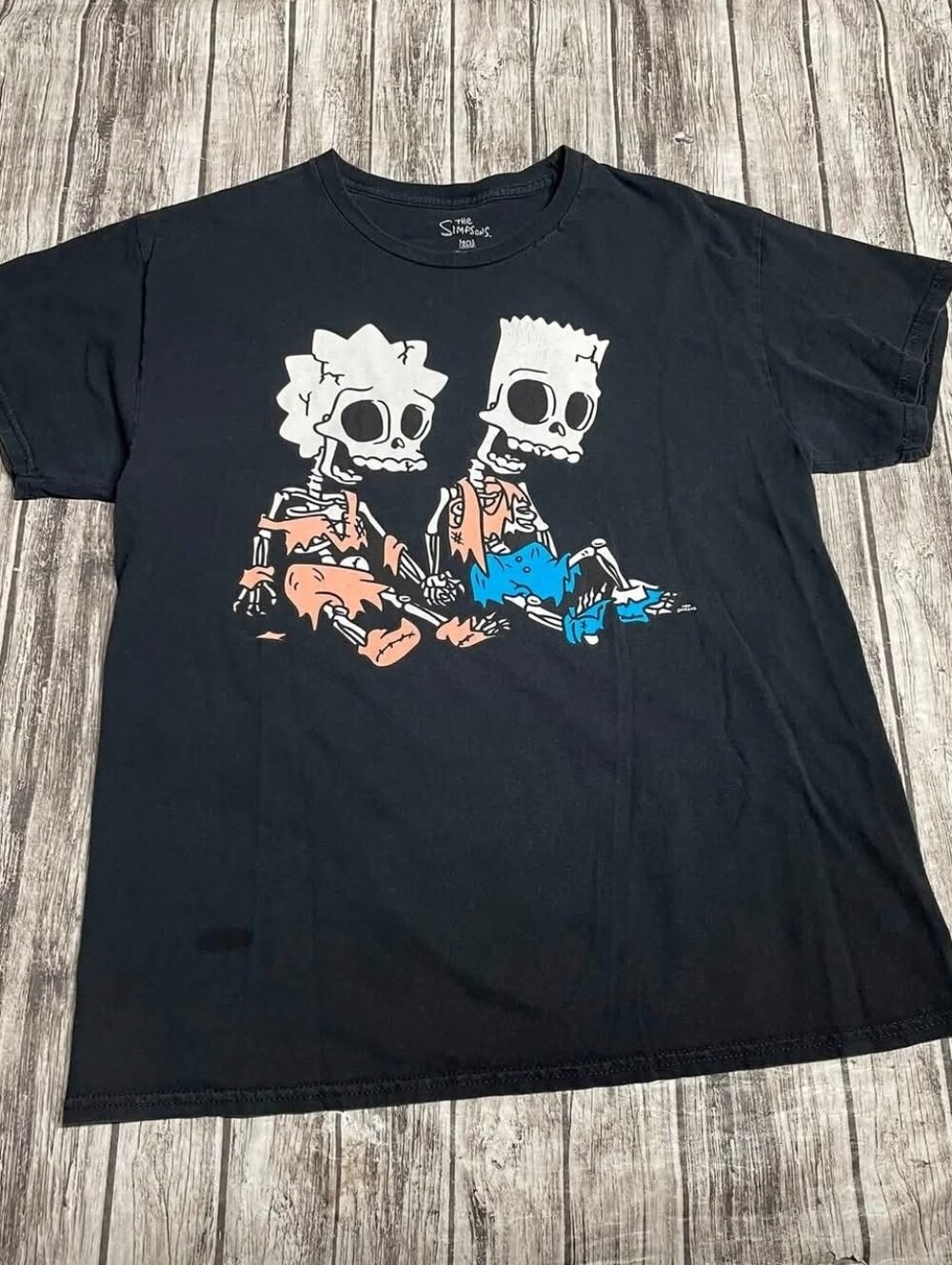 Adult Medium The Simpsons Treehouse of Horrors Bart & Lisa Skeleton Graphic Tee